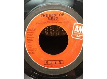 (R40) STYXX-45 RPM RECORD-'THE BEST OF TIMES ' AND 'LIGHTS'