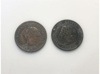 (D28) SET OF 2 COINS-1896 CANADA 1 CENT & 1891 CANADA 1 CENT COINS