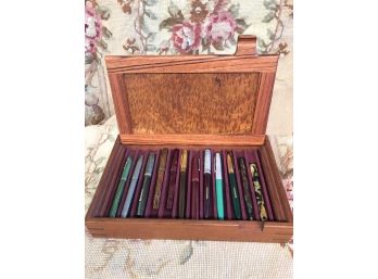 LOT OF 12 ANTIQUE FOUNTAIN PENS WITH WOOD BOX