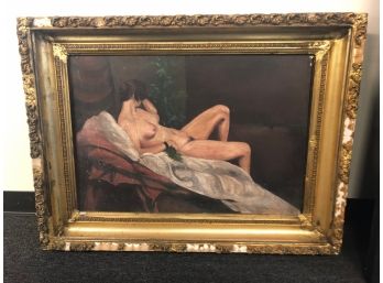 VINTAGE RECLINING NUDE OIL PAINTING
