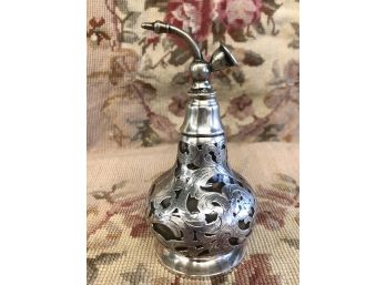 SOLID SILVER PERFUME ATOMIZER WITH GLASS INSERT