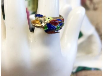 14 KARAT GOLD AND ENAMEL EAGLE RING. SIZE 6.5 AND WEIGHS APPROX. 4.6 DWT