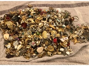 14 LBS! ASSORTED COSTUME JEWELRY LOT - DESIGNER SIGNED - BROOCHES, NECKLACES, EARRINGS, W O W!