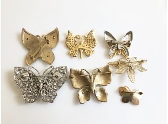 (B10) LOT OF 7 COSTUME JEWELRY PINS-ALL BUTTERFLIES-A.K. AND LISNER