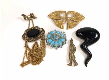 (C67) LOT OF 5 PINS/BROOCHES-COSTUME JEWELRY-FREIRICK