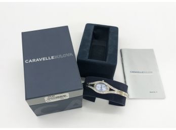 A-96- VINTAGE CARAVELLE BULOVA LADIES WRISTWATCH WITH BOX - CRYSTAL