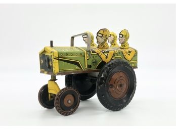 A-26- VINTAGE  MARX 'JUMPIN' JEEP' TIN TOY - WORKING WITH KEY - 6' BY 4'