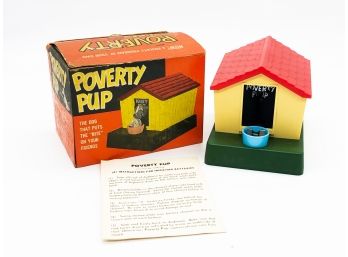 (C59) VINTAGE PLASTIC TOY-POYNTER PRODUCTS-POVERTY PUP-IN BOX W/INSTRUCTIONS