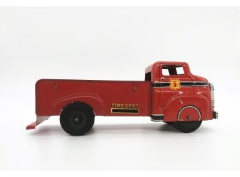 A-6- VINTAGE TIN TOY -FIRE TRUCK - 10' BY 4'