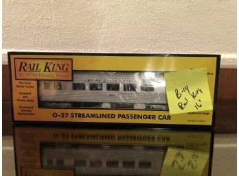 B-14- RAIL KING EMPIRE STATE EXPRESS  TRAIN- O-27 STREAMLINED PASSENGER CAR - NEW IN BOX - 16'-THIRD ONE