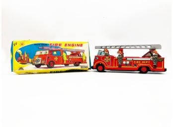 (C57) VINTAGE FRICTION POWERED FIRE ENGINE-MADE IN JAPAN-IN BOX