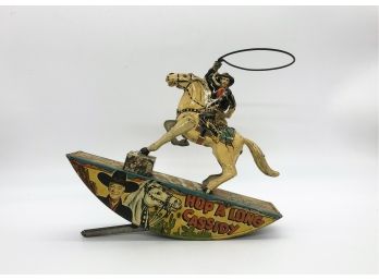 A-27 - VINTAGE TIN TOY - MARX - HOP A LONG CASSIDY - RANGER RIDER W/LASSO & KEY - NOT WORKING - 11'