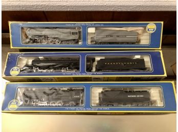 B-23 - AHM TRAINS - THREE, TWO TRAIN SETS IN BOXES - NY CENTRAL, PENNSYLVANIA & BALTIMORE -  7'
