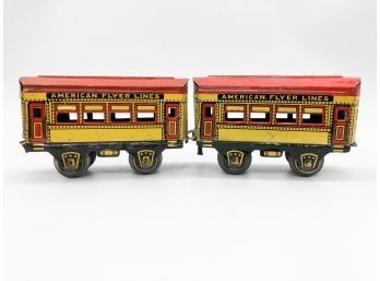 (13) LOT OF 2 VINTAGE AMERICAN FLYER TIN TRAINS-#515