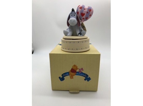 2A-100- DISNEY POOH & FRIENDS ENESCO- EEYORE  -'HEART FILLED WISHES FROM ME TO YOU'- MUSICAL FIGURINE