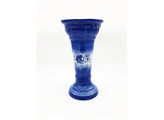 (2A-31) ROYAL CRANFORD IRONSTONE-BLUE & FLORAL PLANTER STAND-MEASURES APPROX. 11 1/2'T X 6'W ENGLAND