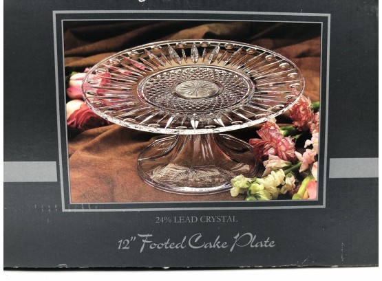 2A-118- SHANNON IRISH CRYSTAL 12' ROUND FOOTED / PEDESTAL CAKE PLATE - NEW IN BOX