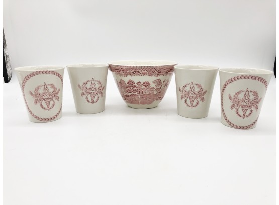 (2A167) LOT OF 5 ASSORTED STAFFORDSHIRECUPS -MADE IN ENGLAND