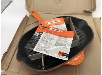 2A-92- LE CRUSET, FRANCE ORANGE 12' SKILLET / GRILL - NEW IN BOX