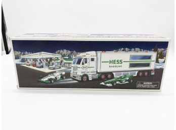(2A129) VINTAGE HESS 2000 TOY TRUCK AND RACER-NEW IN BOX