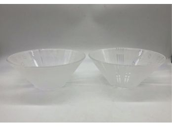 2A-1 - PAIR OF MODERN ETCHED GLASS BOWLS - 10' WIDE BY 4' TALL