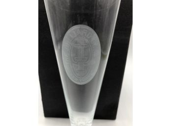 2A-109- SET OF FOUR ETCHED'THE JUILLIARD SCHOOL, New York' BEER PILSNERS -STERLING CUT GLASS- NEW IN BOX- 10'