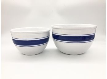 2A-13 - SET OF TWO BLUE & WHITE CERAMIC BOWLS - MADE IN ITALY - 8' & 7'