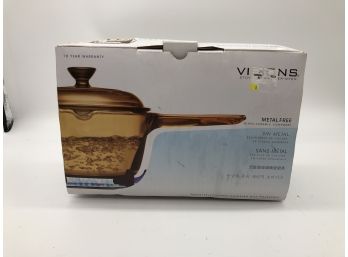 2A-115- VISIONS 1 QUART COVERED GLASS SAUCE PAN - (#2) NEW IN BOX