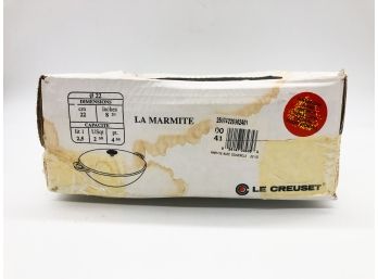 2A-60- LE CRUSET - LA MARMITE - RED COVERED CASSEROLE PAN -(#2)  8.75'- NEW IN BOX