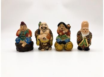 2A-15 - VINTAGE GROUP OF 4 HAND PAINTED CERAMIC WISE MEN FIGURES - OCCUPIED JAPAN - 4.5' TALL