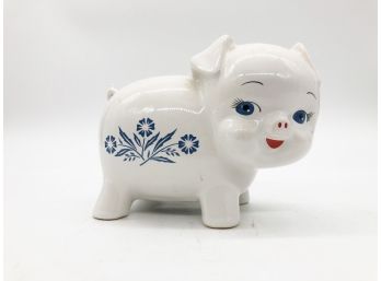 (2A163) VINTAGE ENGLAND-BLUE AND WHITE PIGGY BANK-APPROX.6''S