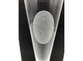 2A-111- SET OF FOUR ETCHED'THE JUILLIARD SCHOOL, New York' BEER PILSNERS -STERLING CUT GLASS- NEW IN BOX- 10'