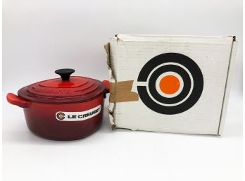2A-80- LE CRUSET, FRANCE HEART SHAPED RED 'COCOTTE DE AMORE' COVERED CASSEROLE - NEW IN BOX