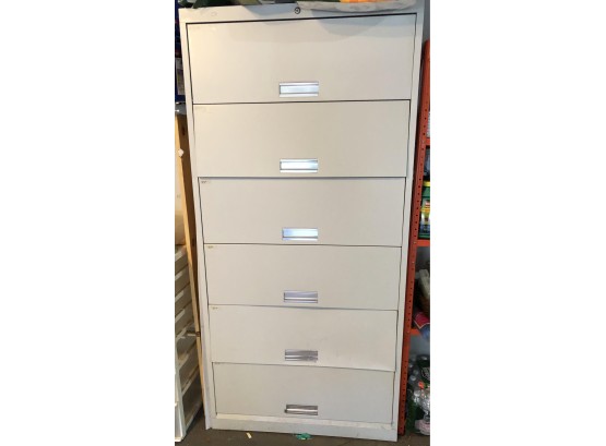 2 LARGE METAL 6 DRAWER OFFICE FILING CABINETS