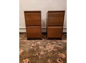 PAIR OF WOOD 2 DRAWER FILING CABINETS