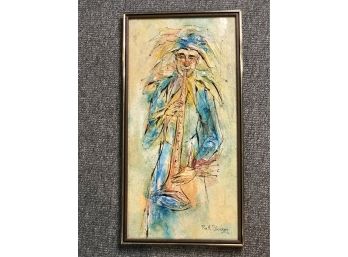 MCM OIL PAINTING BY RAY M STEINBERG-MUSCISIAN- IN RELEIF -C29