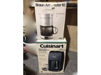 2 COFFEE MAKERS-BRAUN-CUISINART- USED - IN BOXES-C21