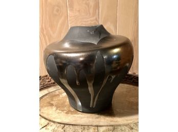 VINTAGE HAEGER CERAMIC POT WITH DRIP GLAZE- 12INCHES TALL, 10 INCHES WIDE-B28