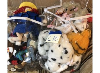 2 BAGS OF VINTAGE PLUSH TOYS- BEANIE BABIES-MADELINE-CAT IN THE HAT-C10