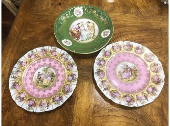 (26) SET OF 3 CHINA PAINTED WALL PLATES-ALL GERMANY-1 MITTERTEICH