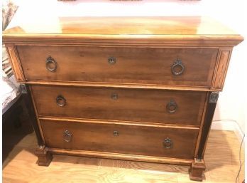 (42) HENREDON Three Drawer DRESSER WITH ORNATE HARDWARE &  KEYHOLE-MEASURES APPROX. 45'X20'37'