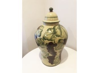 (52) HEAVY PAINTED 2 PIECE GINGER JAR / URN-ORIGINALLY $119.95-MEASURES APPROX. 24'X13'
