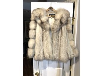 (173) 1/2 LENGTH JACKET-WHITE FUR W/ATTACHED BELT-FURS BY HOFFMAN-MONOGRAMMED