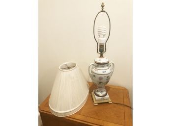 (48) PAINTED CERAMIC AND METAL LAMP-WITH SHADE-APPROX. 29' TALL