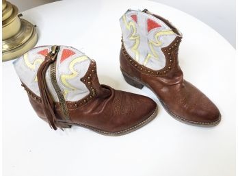 (164) SAM EDELMAN LEATHER LADIES COWGIRL BOOTS-SIZE 6