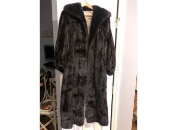 (177) FULL LENGTH FUR COAT-REMOVABLE COLLAR-LINED-MONOGRAMMED-BARBATSULY FURS