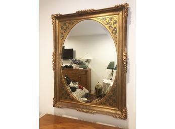 (43) ORNATE WALL MIRROR WITH SWIRL DESIGNS & BEVELED GLASS - GOLD -MEASURES 36'X48'X3'D