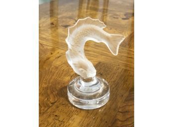 (22) LALIQUE FRANCE -  LEAPING GOUJON FISH SCULPTURE - APPROX. 3'X2.5'
