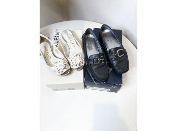 (160) Lot Of 2 Pair Anne Klein Ladies Shoes-1 Black And 1 Ivory-both Size 6M