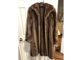 (174) FULL LENGTH MINK COAT WITH COLLAR AND LINED-MACKENZIE RIVER MINK-MONOGRAMMED
